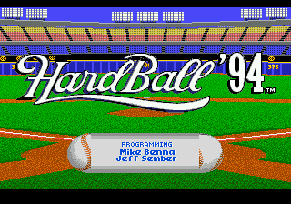 Hardball title screen for Sega Genesis